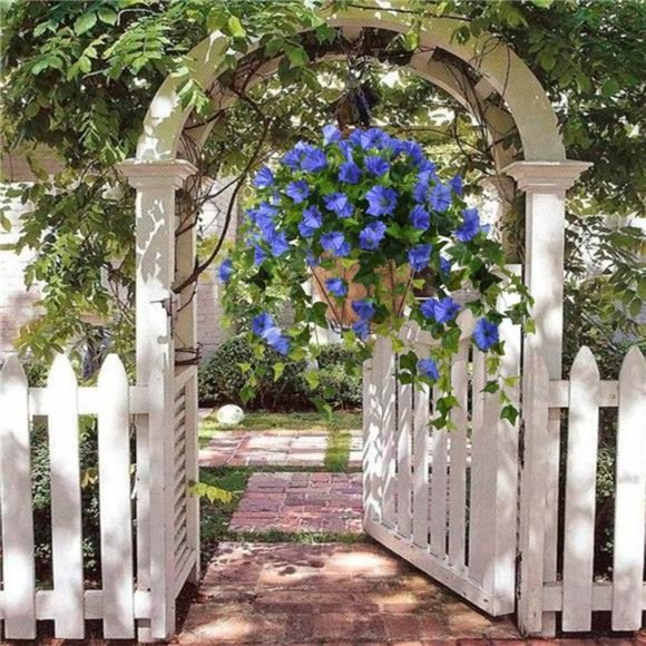 Artificial VineSilk Petunia Flowers,Hanging Plant in Basket,Coconut LiningBasket - Picture 2 of 5